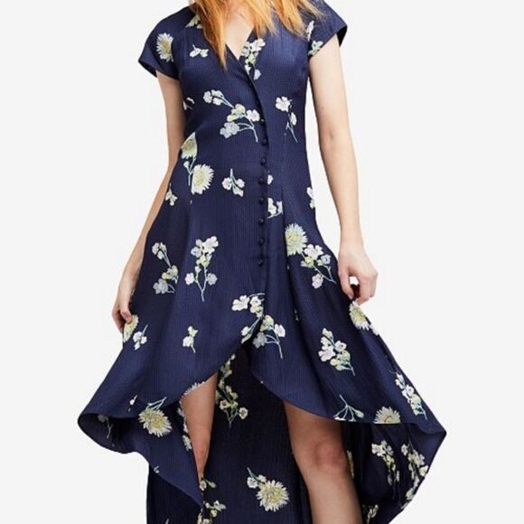 Free People Lost In You Blue‎ Floral Feminine Midi Dress Size S - Picture 3 of 8